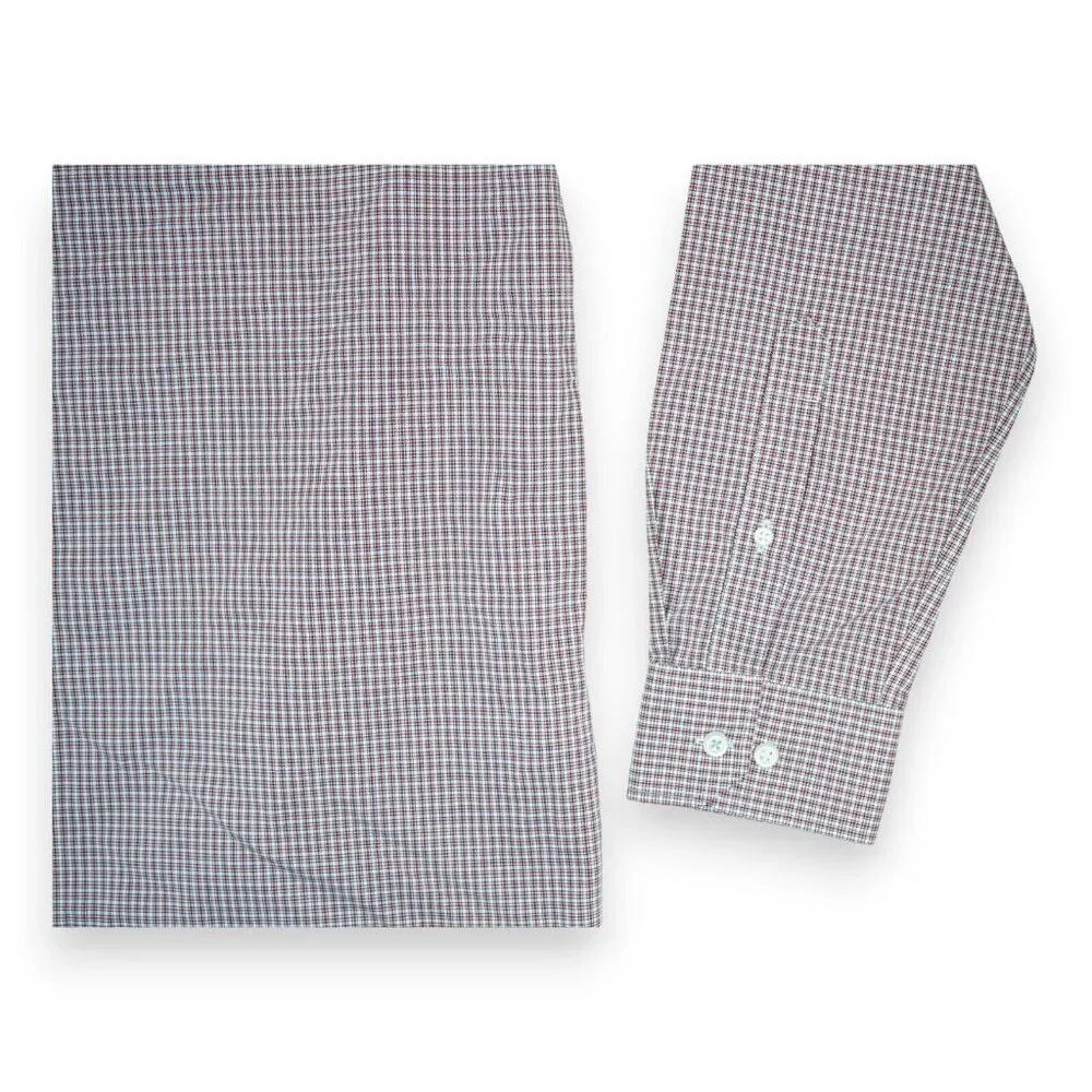 Banana Republic Mens‎ Large Red Plaid Non Iron Slim Fit Long Sleeve Shirt